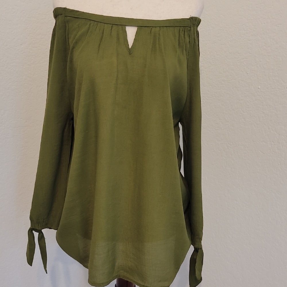 Elegant Olive Off-Shoulder Blouse